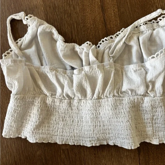 Simplee Apparel Ivory Buttoned Smocked Crop Top - Picture 4 of 4